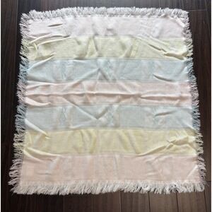 Elegant Baby Blanket Pastel Acrylic Bunny Striped Lovey Japan Fringe 36" x 36"